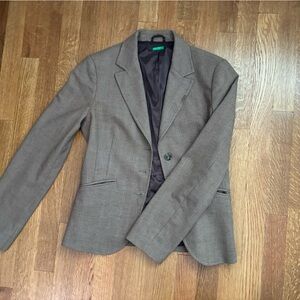 Retro style Brown Plaid Benetton Blazer